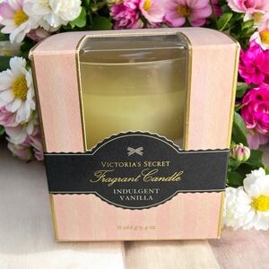 Rare Victoria’s Secret Fragrant Candle “Indulgent Vanilla” White w Frosted Glass